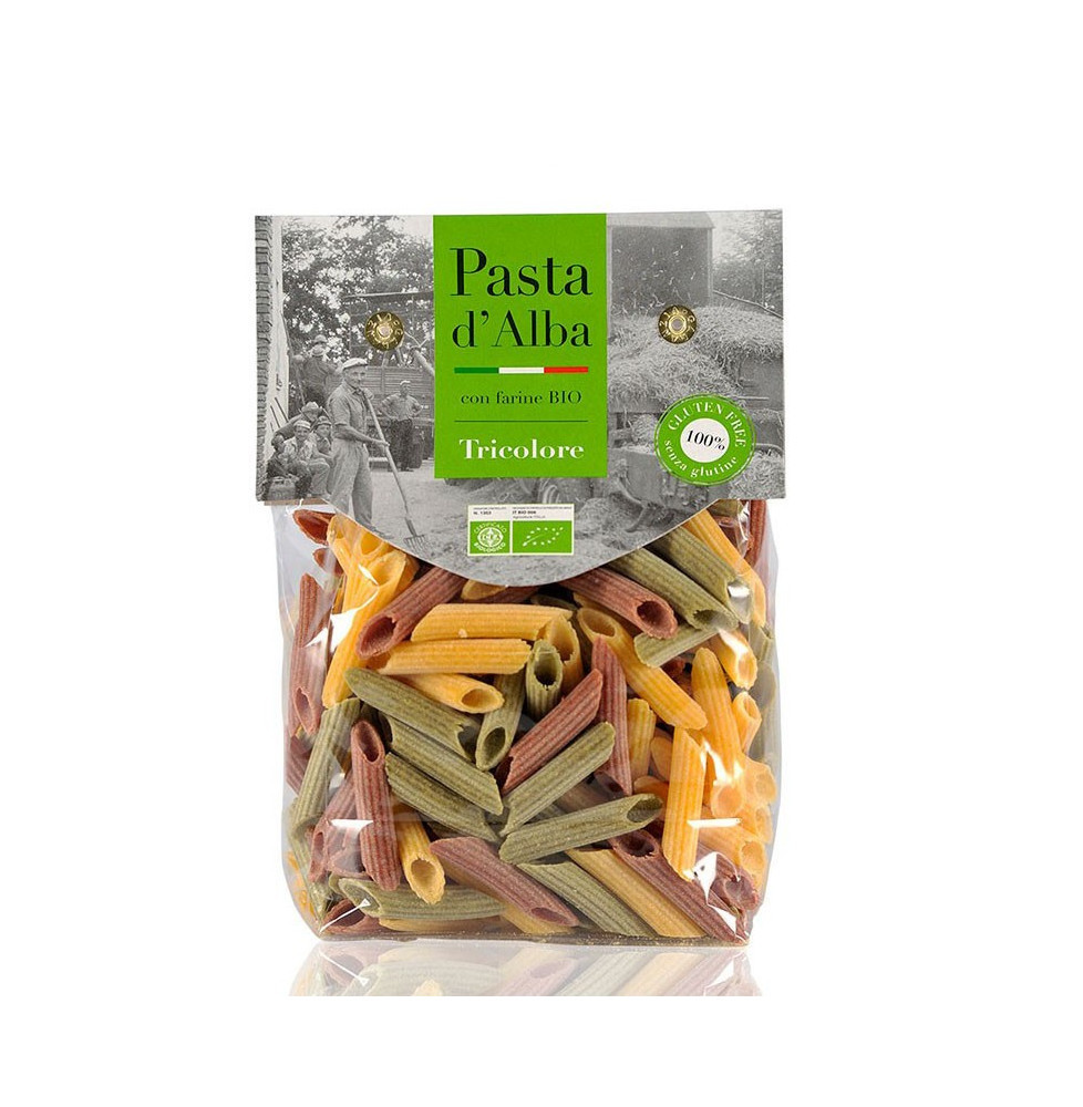 Organic Penne with Corn Flour Tricolor Gluten Free - Pasta d'Alba