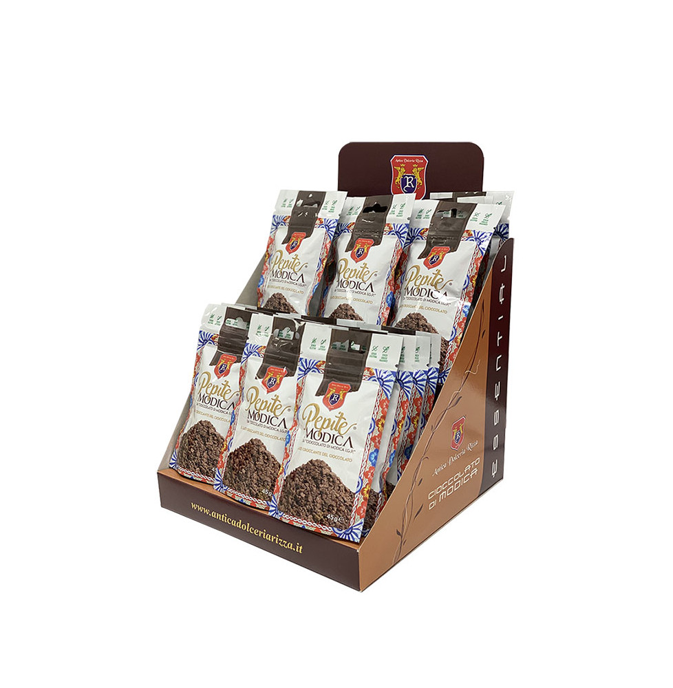 Espositore con 24 Confezioni di PepiteModica da Cioccolato di Modica IGP - Rizza
